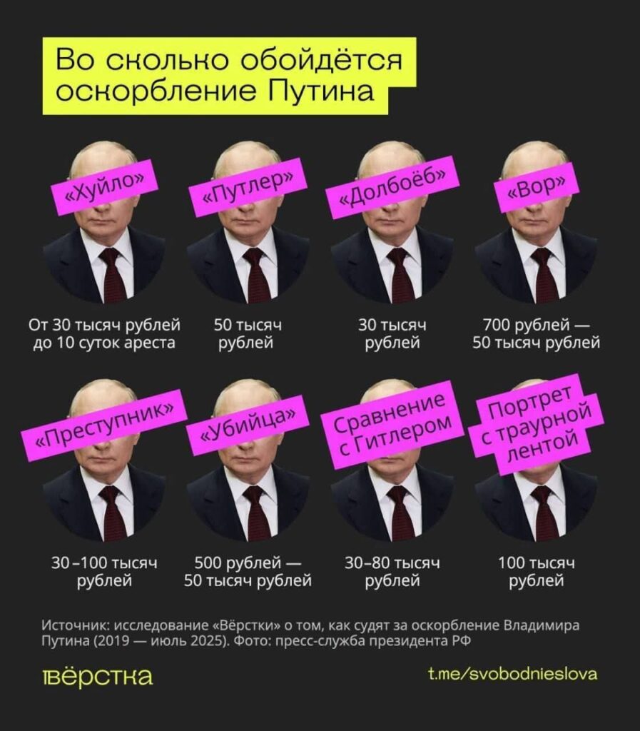Какие штрафы в РФ за оскорбление Путина?
